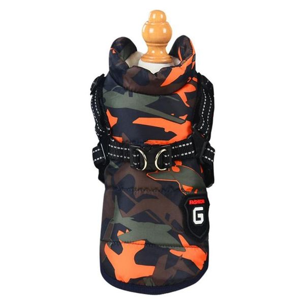 

dog apparel pet coat warm clothes winter camouflage jacket harness windproof vest for small with chest back traction