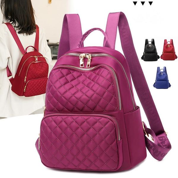 

backpack style winter rhombus plaid trendy women oxford cloth school girls bagpack large capacity traveling simplicity back pack