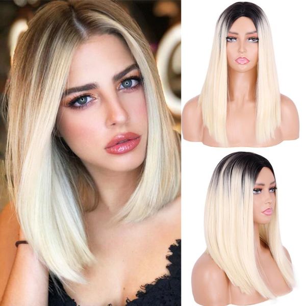 

synthetic wigs dan bo ombre lady short straight brazilian wig full, Black