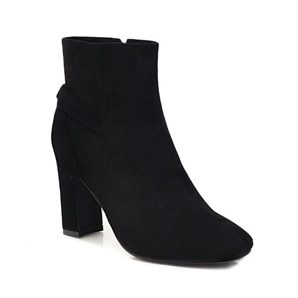 

boots plus size square toe women shoes ankle for ladies woman winter, Black