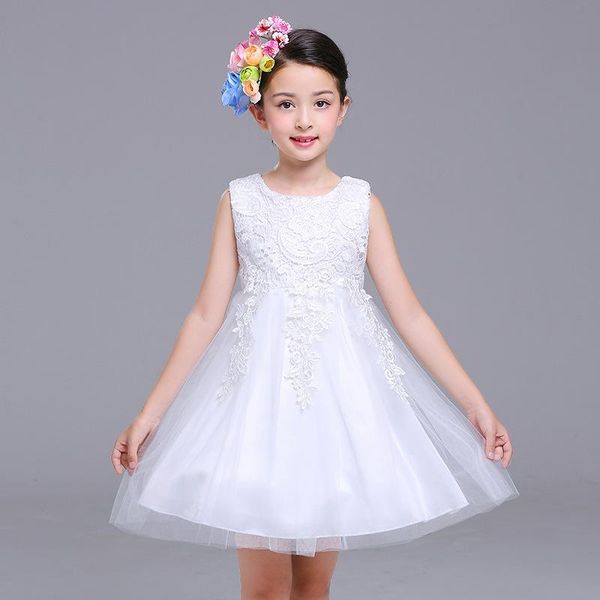 

girl's dresses summer girls children white fashion sleeveless lace princess party, Red;yellow