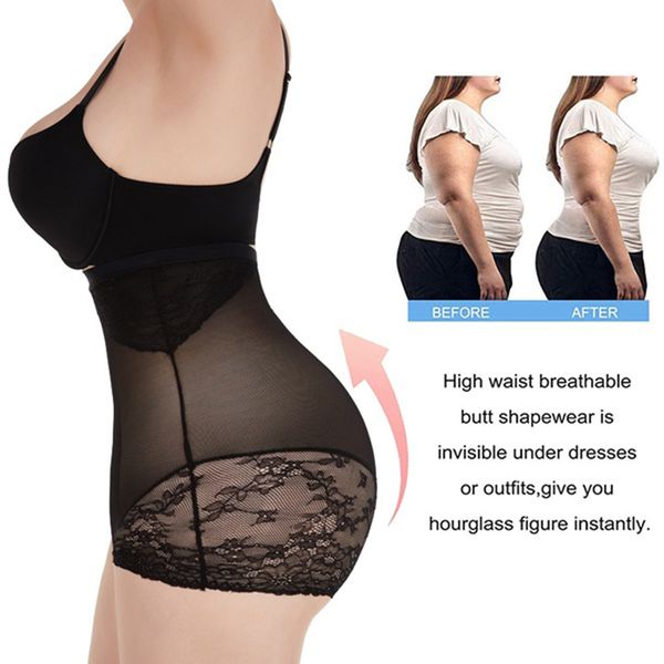 

high waist shapewear tummy control panties butt lifter body shaper woman slimming underwear waist trainer seamless shapers short, Black