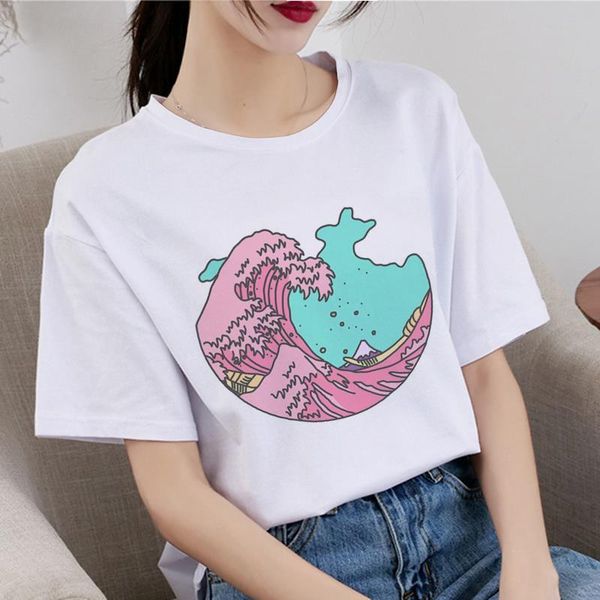 

2021 summer and so it is ocean the great wave of aesthetic t-shirt women tumblr fashion tee casual tshirts large size s-xxl, White