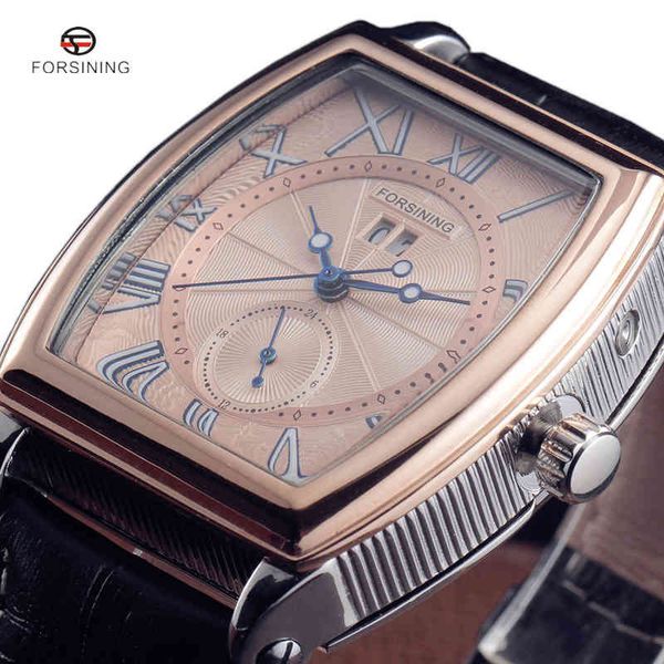 

forsining man mechanical business 2017 clock aauto date rvs jurk automatic fashion brand polshorloges, Slivery;brown