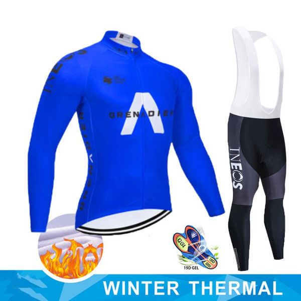 

racing sets 2021 winter thermal fleece cycling clothes spexcel men jersey suit outdoor riding bike mtb race clothing bib pants set, Black;blue