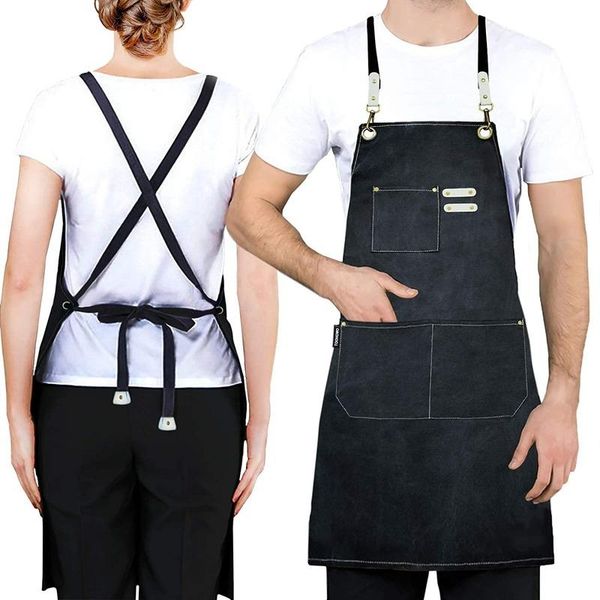 

aprons 2021 with tool bag for men and women adjustable shoulder strap working kitchen cooking gardening apron