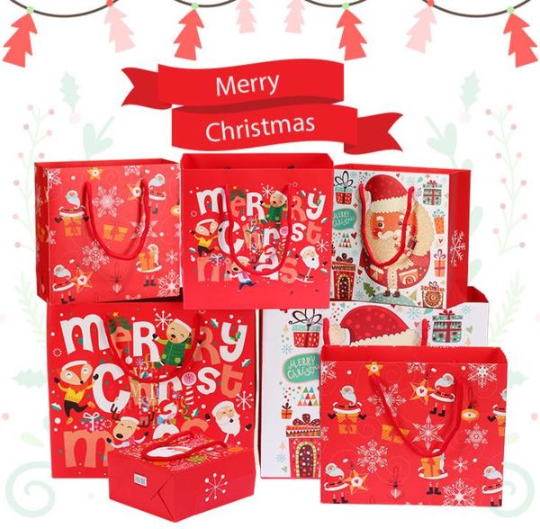 Party Supplies Frohe Weihnachten Geschenk Papiertüten Weihnachtsbaum Verpackungsbeutel Schneeflocke Weihnachten Pralinenschachtel Kinderbevorzugungen Taschendekorationen SN5691