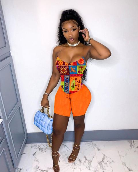 

women's tracksuits 2021 summer casual fashion women slimming street personality trend printed zipper short sleeve shorts two sets, Gray