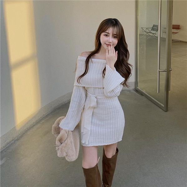 

casual dresses super elastic women knit dress strapless turtleneck two designs in one winter fashion mini length, Black;gray