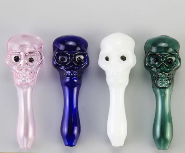 La pipa da fumo in vetro Skull multicolore 2 stili contiene tubi portatili di buona qualità, buon prezzo