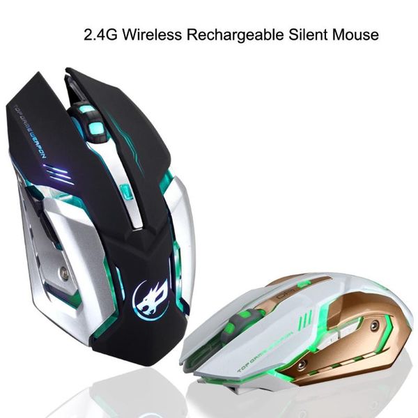 

beacon wolf t1 6-buttons 2400 dpi wireless mouse rechargeable mute led backlit usb optical ergonomic rechargeable gaming mouse