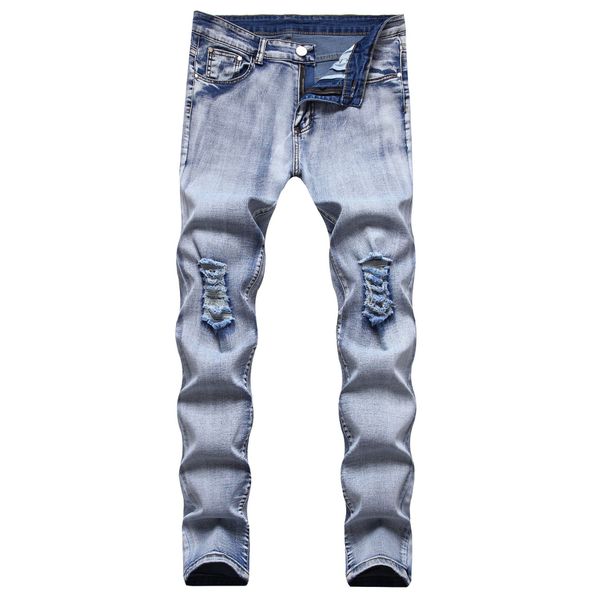 

men's plus size pants fashion latest design streetwear mens skinny stretch jean elastic waistband slim jogger st2671, Black;brown