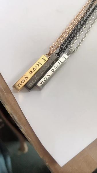 

pendant necklaces retro i love you wishing column stainless steel jewelry necklace gift couple friend, Silver