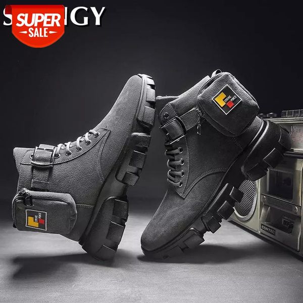 

men winter ankle boots outdoor flock warm solid color sewing men shoes buckle casual running handsome males shoes #lx8c
