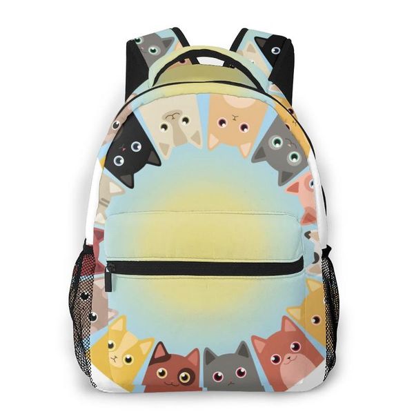

backpack women fashion male travel mens bag large lapshopping cute cats circle