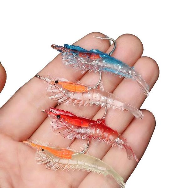 

gobygo 4pcs/lot wobblers sile soft bait shrimp worm lure set 60mm 3g attractive swivel jig lead soft bait jllpkz