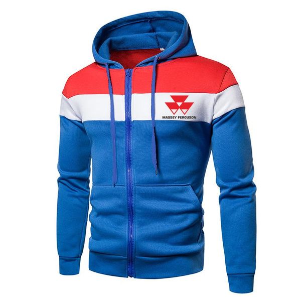 

men's hoodies & sweatshirts critically acclaimed spring autumn man zipper hooded colorblock massey ferguson logo print custom men hoodi, Black