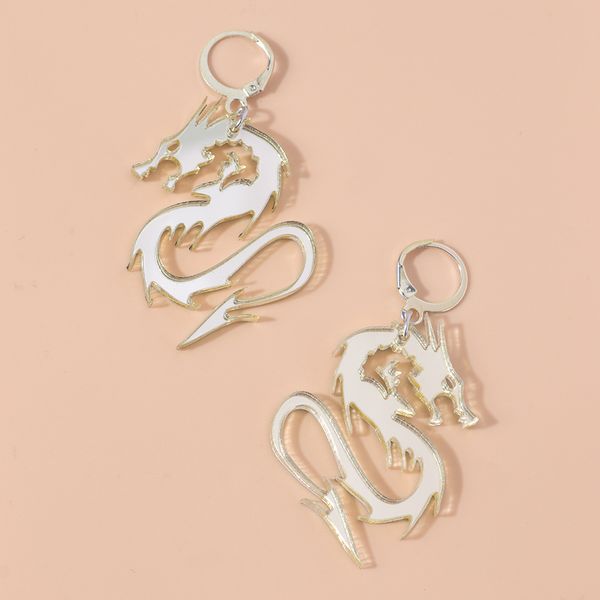 

acrylic jewelry mirror personality earrings china dragon pendant, Golden