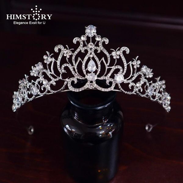 

hair clips & barrettes himstory fashion zircon bridal crown hairband rhinestone cz wedding headband bride accessories headpiece, Golden;silver