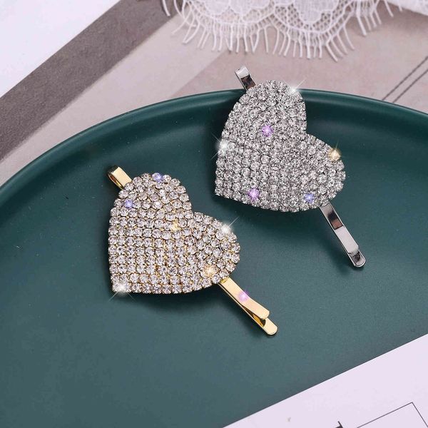 

personality full diamond peach heart hairpin, three dimensional love hairpin, super fairy heart shape, sweet side hairpin, hairpin, Golden;silver