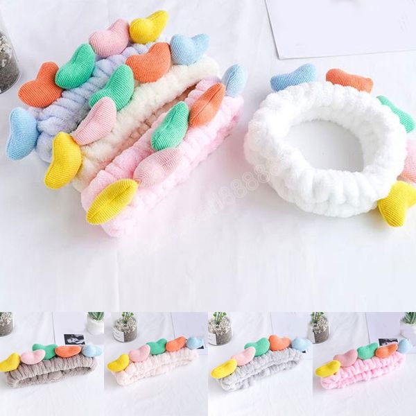 

plush headband coral fleece ealstic hair band heart shaped soft turban head wraps wash face makeup headwear hair accessories, Silver