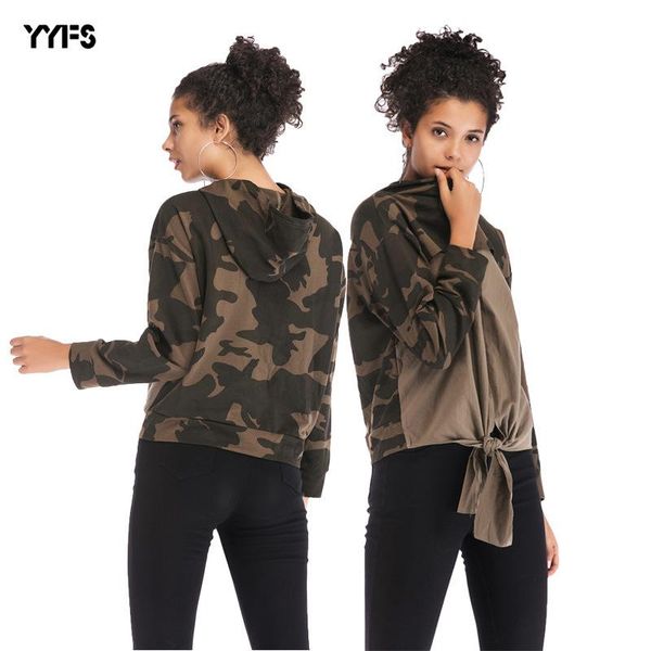 

women's hoodies & sweatshirts / winter 2021 style sumiton european and american mosaic camouflage hoodie long sleeve irregular hem for, Black