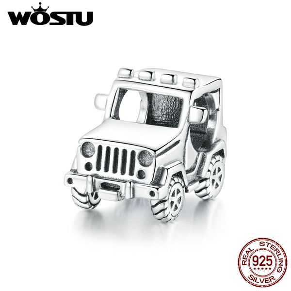 Wostu 925 Sterling Silver Heart Coração do Veículo Off-Road Charme Fit Bracelete Original DIY Colar Pingente Cool Estilo Jóias CTC382 Q0531