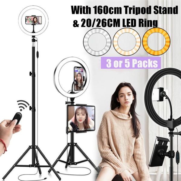 

1.6m selfie ring light pgraphy light led rim lamp with mobile holder large tripod stand for tik youtube ringlight