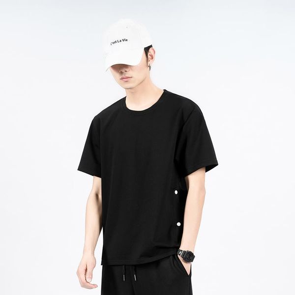 

men's t-shirts anime graphic men clothing oversized & tees clothes harajuku streetwear 2021 summer plus size solid short sleeves, White;black