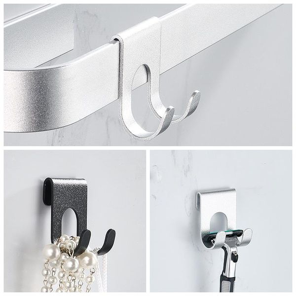

space aluminum kitchen and bathroom hook mobile phone wall hook non perforated plug inverted multi-purpose