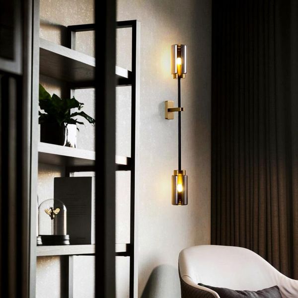 

2/4 heads postmodern led wall lamp g9 living room bedroom bedside glass sconce designer corridor luxury wall light ac90v - 260v
