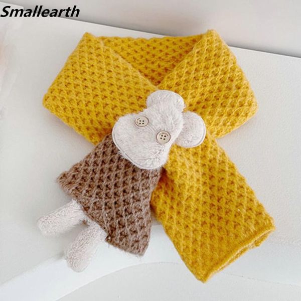 

scarves cute cartoon children knitted wool scarf autumn winter baby knit shawl boys girls neck collar keep warm accessories, Blue;gray
