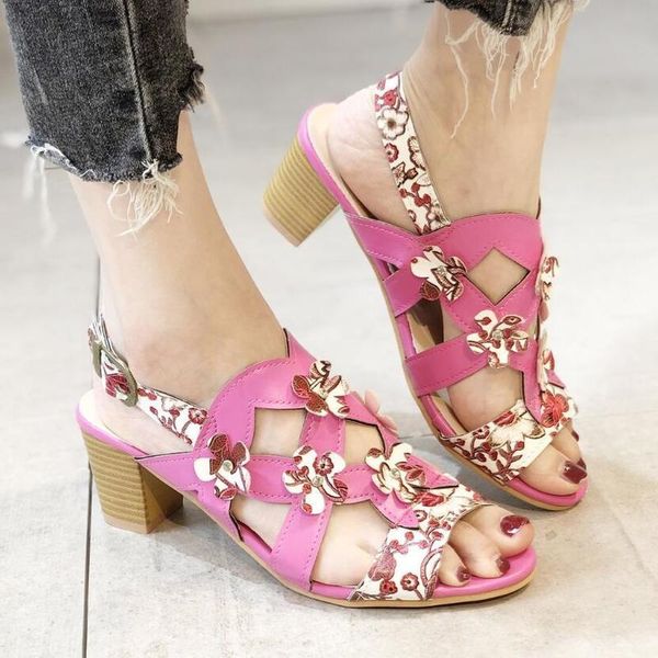

med heels women sandals fashion shoes for women sandalilas casual sandles woman shoes slippers zapatos de mujer buckle strap, Black
