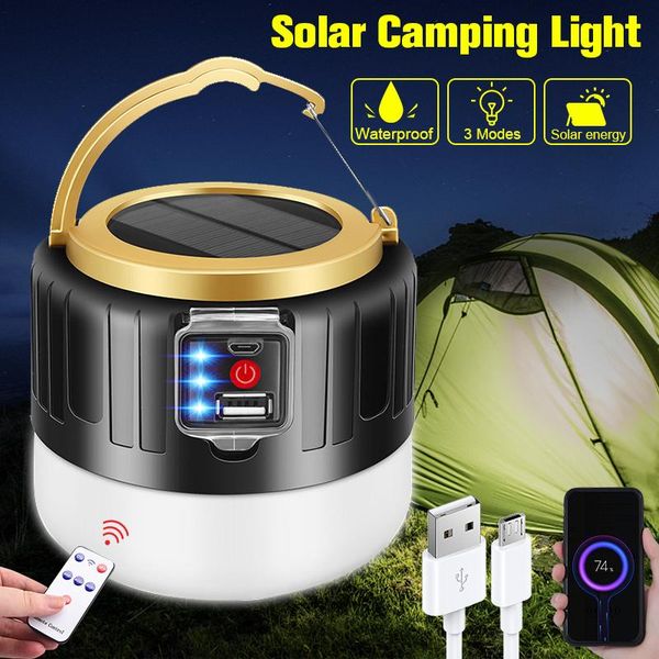 

280w solar led camping light usb rechargeable bulb for outdoor tent lamp portable lanterns emergency lights bbq hiking