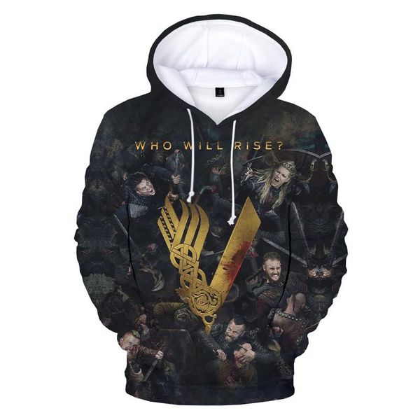 

men's hoodies & sweatshirts men / women pullovers boys girls streetwear ragnar 3d sweatshirt round neck hoodie, Black
