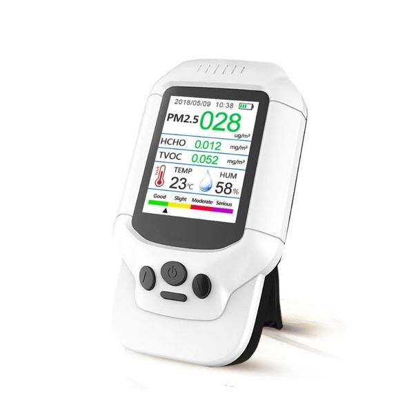 

air quality monitor pm2.5 pm10 formaldehyde hcho tvoc co2 indoor lcd digital detector gas analyzer protable air quality tester