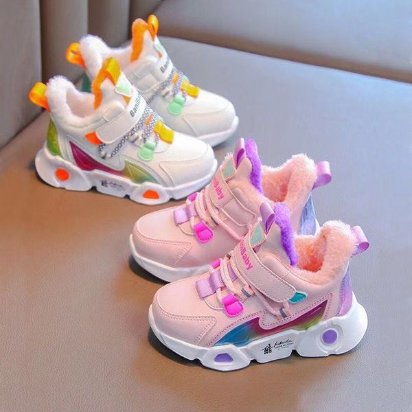 

kids sport shoes for girls sneakers boy students warm plush children shoes girls sneakers light shoes boys 210303, Black
