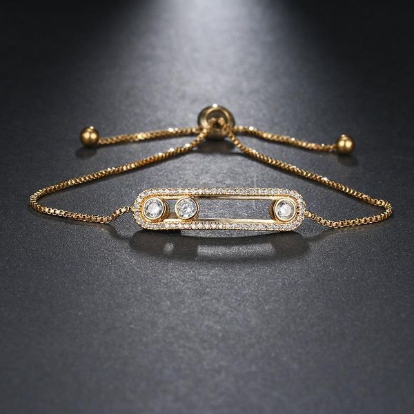 

link, chain ekopdee vintage simple design zircon bracelet bangle for women cubic zirconia adjustable bracelets female dinner party jewelry, Black