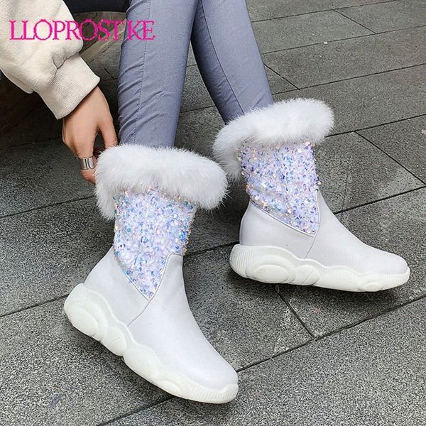 

lloprost ke 2020 russia thick fur winter snow boots women keep warm waterproof non slip casual shoes fashion ankle boots women rubber 32lb#, Black