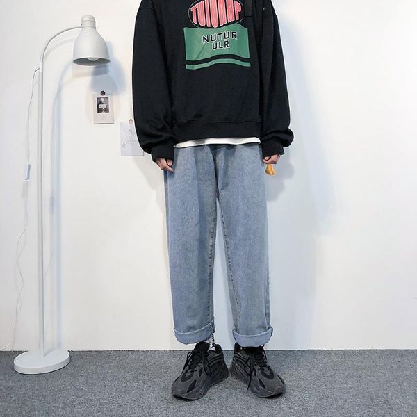 

men's jeans ins men clothes 2021 hip hop sweatpants skinny korean denim pants zipper designer loose mens casual trousers, Blue