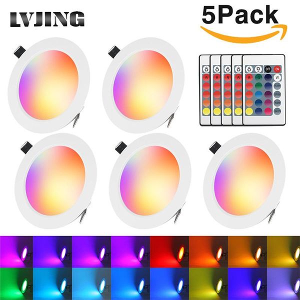 

downlights lvjing 5pcs/lot led downlight 5w rgb round recessed lamp 110v 220v 230v 240v bulb bedroom kitchen indoor spot lighting