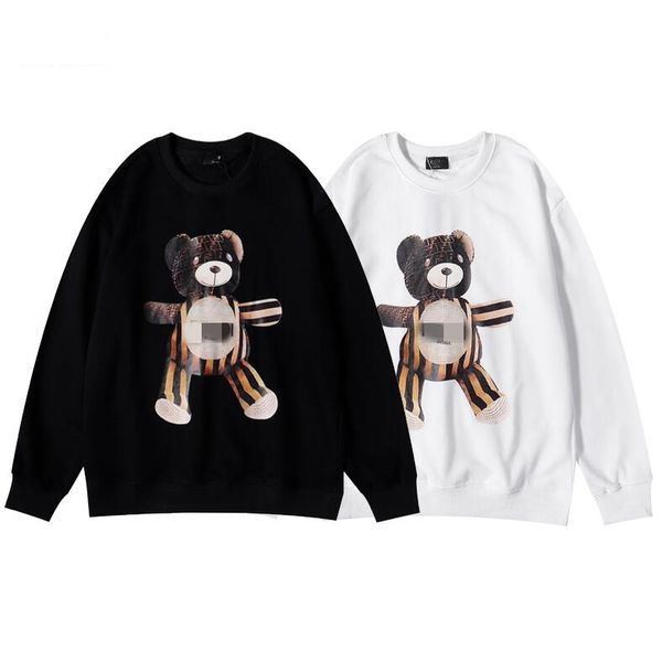 

2021ss autumn pure cotton men women hoodie brand designers casual fashion men's printing bear pattern round neck sweater, Black