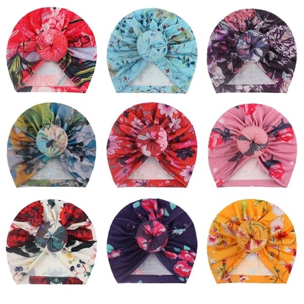 

floral ball knot head warp bandanas beanies baby toddler infant hats newborn headband caps headwear little girls hair band earmuffs g20302, Slivery;white
