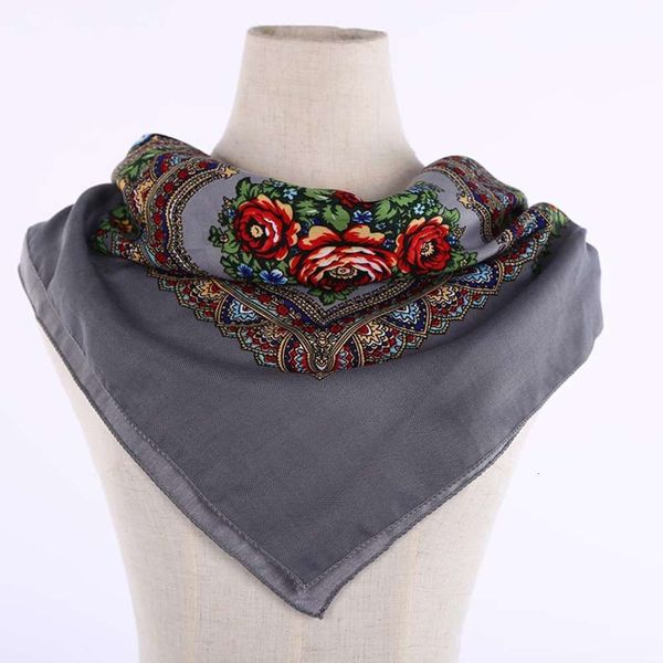 

a042 new ethnic style printed square autumn and winter scarf, Blue;gray