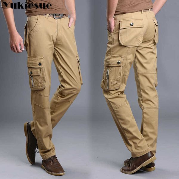 Pantaloni cargo militari moda uomo Pantaloni larghi larghi tattici Outtdoor Casual Cotton Multi tasche grandi dimensioni 210608