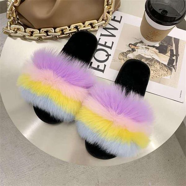 

slippers fur women black slide sandals shoes ladies for winter warm and