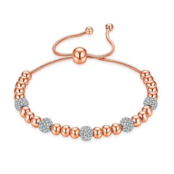 

link, chain stainless steel rose gold shambhala bead women bracelet bangle gift link minimalism jewelry, Black