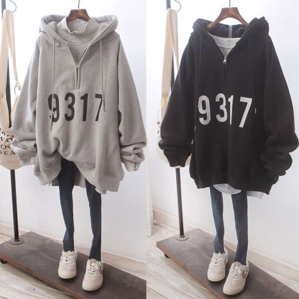 

women's sweater spring and autumn thin 2020 new korean ins fashion lazy loose big bf boyfriend zipper coat, Black