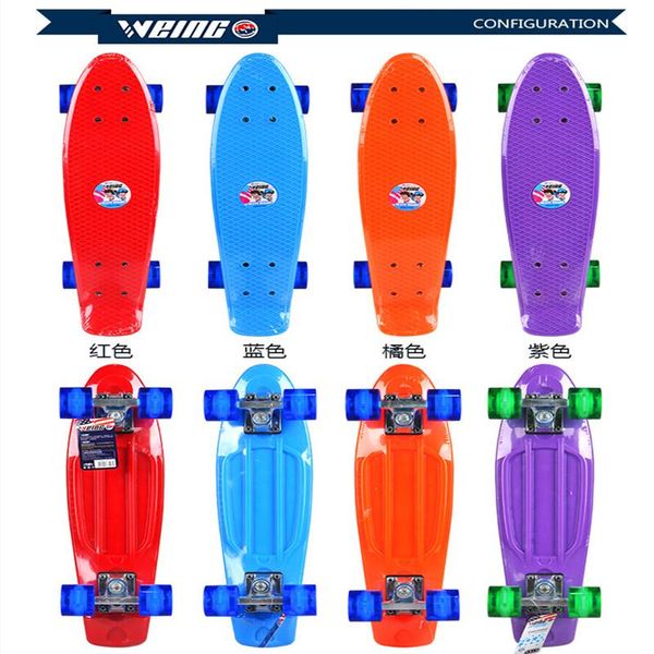 

weing four-wheel flash wheel scooter children's youth skateboard fish-shaped beginner single rocker skateboard