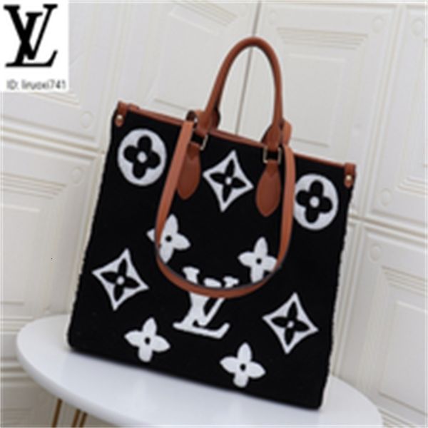 

brand designer luxury aw65 m3332 black plush print colorblock handbag women handbags iconic bags handles shoulder bags totes cross body